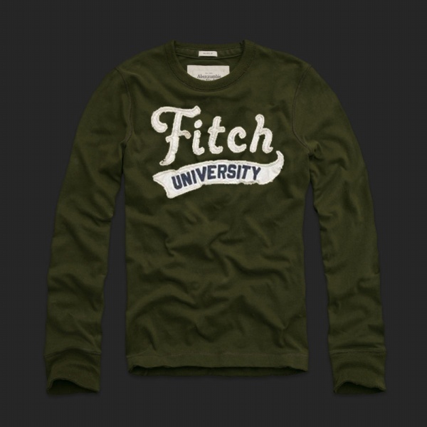 Abercrombie Fitch Hombres De Cuello Redondo Largo Remera AF5852